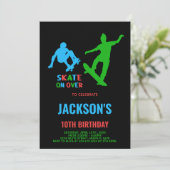 グリーンブラックスケートボードの誕生日招待状 招待状 (スタンド正面)
