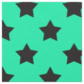 グリーンブラックスターズ模様加飾織物 ファブリック (クローズアップ)