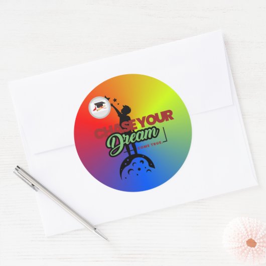 グリーンブラックタイポグラフィ ラウンドシール (封筒)