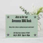 グリーンブラックチェックプレイドBBQ招待状 招待状 (スタンド正面)