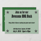 グリーンブラックチェックプレイドBBQ招待状 招待状 (正面/裏面)