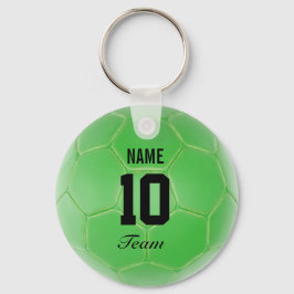 グリーンブラックチームのサッカーボールパーソナライズされた名 キーホルダー