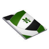 グリーンブラックチームカラーガールズボーイズバレーボール ノートブック (右側)