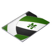 グリーンブラックチームカラーガールズボーイズバレーボール ノートブック (左側)