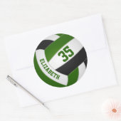 グリーンブラックチームカラーガールズボーイズバレーボール ラウンドシール (封筒)