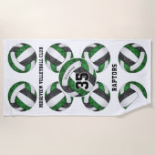 グリーンブラックチームカラーギフトガーリーボール ビーチタオル (正面)