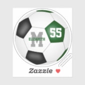 グリーンブラックチームカラーズガールズボーイズサッカー シール (シート)