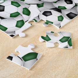 グリーンブラックチームカラーズガールズボーイズサッカー ジグソーパズル