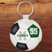 グリーンブラックチームカラーズボーイズサッカーボール キーホルダー (正面)