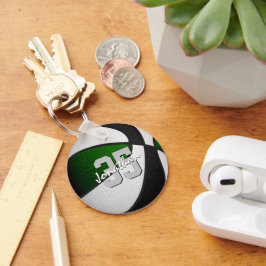 グリーンブラックチームカラーズボーイズバスケットボール キーホルダー