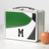 グリーンブラックチームカラーバスケットボールプレーヤーのモノグラム メタルランチボックス (インサイチュ)