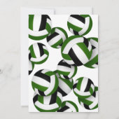 グリーンブラックチームカラーバレーボール誕生日パーティー 招待状 (裏面)