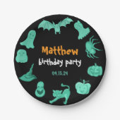 グリーンブラックハロウィーン誕生日パーティー紙プレート ペーパープレート (正面)