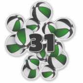 グリーンブラックバスケットのジャージー番号 シール (正面)