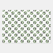 グリーンブラックバレーボールをコーディネートする3セット ラッピングペーパーシート (正面3)