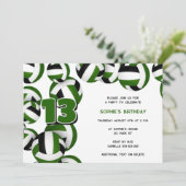 グリーンブラックバレーボールキッズスポーツ誕生日パーティー 招待状 (スタンド正面)