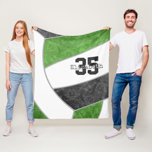 グリーンブラックバレーボール女子名前をカスタムする フリースブランケット (インサイチュ)