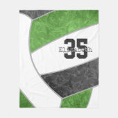 グリーンブラックバレーボール女子名前をカスタムする フリースブランケット (正面)