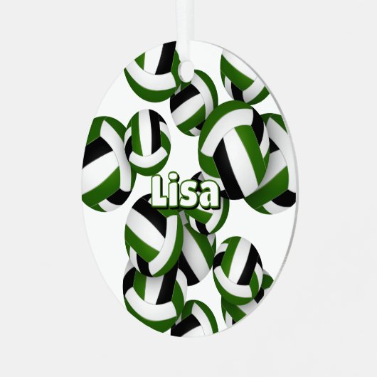 グリーンブラックバレーボールwアスリート名記念 メタルオーナメント (正面左)