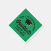 グリーンブラックパーソナライズされた卒業会 スタンダードカクテルナプキン (角)