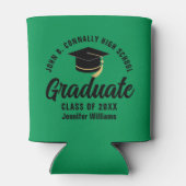 グリーンブラックパーソナライズされた卒業会 缶クーラー (裏面)