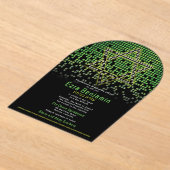 グリーンブラックビデオゲームゲーマーバー（ユダヤ教の）バル・ミツバー アクリル招待状 (レイダウン)