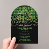 グリーンブラックビデオゲームゲーマーバー（ユダヤ教の）バル・ミツバー アクリル招待状 (インサイチュ (ポータブル))