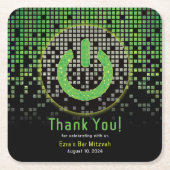 グリーンブラックビデオゲームゲーマーバー（ユダヤ教の）バル・ミツバー スクエアペーパーコースター (正面)