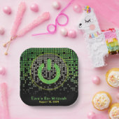 グリーンブラックビデオゲームゲーマーバー（ユダヤ教の）バル・ミツバー ペーパープレート (パーティー)