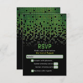 グリーンブラックビデオゲームゲーマーバー(ユダヤ教の)バル・ミツバー 出欠カード (正面/裏面)