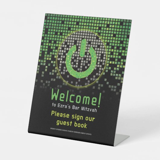 グリーンブラックビデオゲームゲーマーバー(ユダヤ教の)バル・ミツバー 台座サイン (正面)