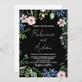 グリーンブラックフローラ結婚式招待状 招待状 (正面/裏面)