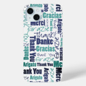 グリーンブラックブルーサンキュータイポグラフィワードコラージュ Case-Mate iPhoneケース (裏面)