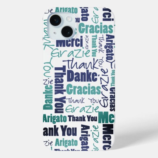 グリーンブラックブルーサンキュータイポグラフィワードコラージュ Case-Mate iPhoneケース (裏面)