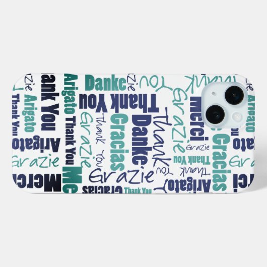 グリーンブラックブルーサンキュータイポグラフィワードコラージュ Case-Mate iPhoneケース (裏面 (横))