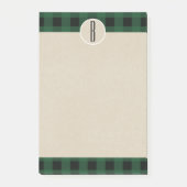 グリーンブラックプレイドクラフトモノグラム素朴イニシャル ポストイット (正面)