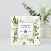 グリーンブラックボタニカル水彩結婚式 招待状 (スタンド正面)