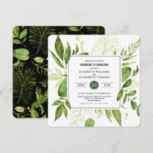 グリーンブラックボタニカル水彩結婚式