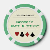 グリーンブラックラスベガスカジノトランプのポーカーチップ誕生日 ポーカーチップ (裏面)