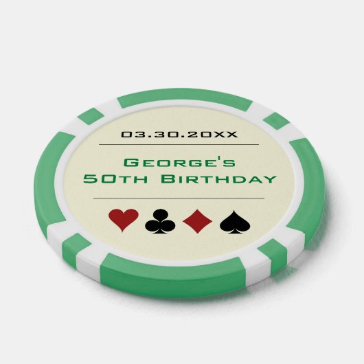 グリーンブラックラスベガスカジノトランプのポーカーチップ誕生日 ポーカーチップ (シングル)