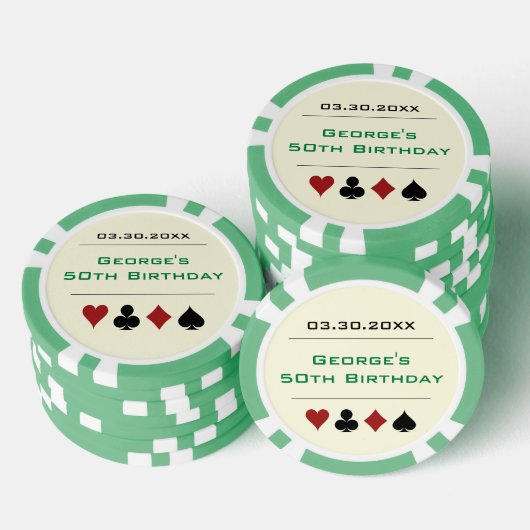 グリーンブラックラスベガスカジノトランプのポーカーチップ誕生日 ポーカーチップ (積み重ね)