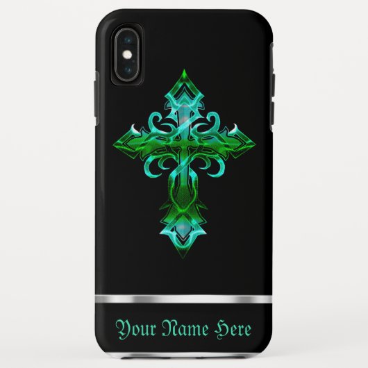 グリーンブラック中世クロスiPhone XS Maxケース Case-Mate iPhoneケース (裏面)