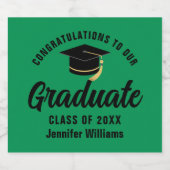 グリーンブラック卒業カスタム卒業会 スパークリングワインラベル (シングルラベル)