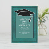 グリーンブラック卒業キャップパーティー写真 招待状 (スタンド正面)