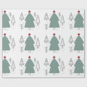 グリーンブラック図解入りの、写真付きのクリスマスラッピング紙 ラッピングペーパー (フラット)