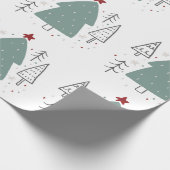 グリーンブラック図解入りの、写真付きのクリスマスラッピング紙 ラッピングペーパー (角)