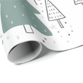 グリーンブラック図解入りの、写真付きのクリスマスラッピング紙 ラッピングペーパー (ロールコーナー)