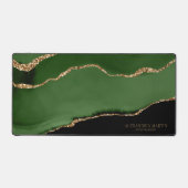 グリーンブラック大理石ゲート金ゴールド名タイトル デスクマット (正面)