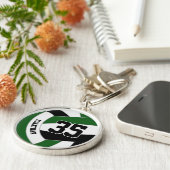 グリーンブラック彼のチームカラーズカスタムバレーボール キーホルダー (側面)