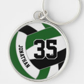グリーンブラック彼のチームカラーズカスタムバレーボール キーホルダー (正面)
